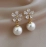 Korean Delicate Crystal Zircon Flower Pearl Stud Earrings For Women Elegant Temperament Wedding Earring Girls Fashion Jewelry